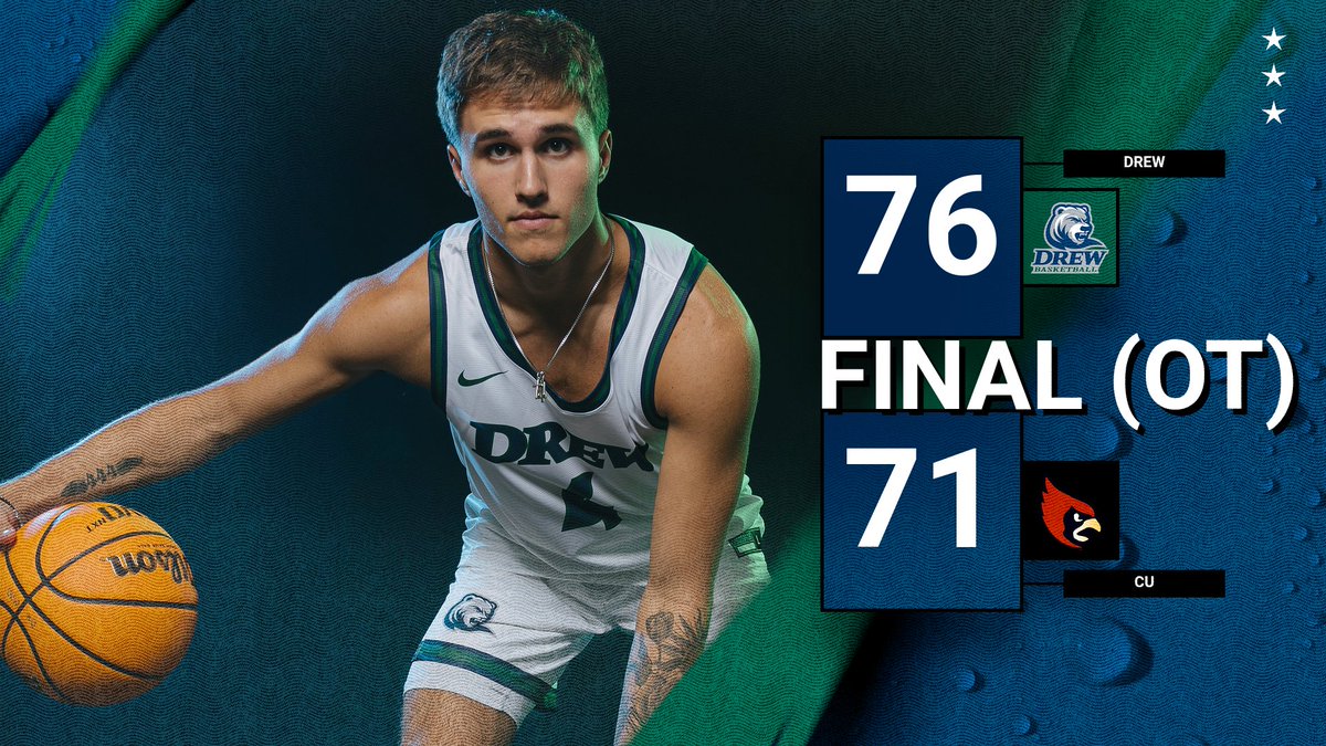 RANGERS WIN! Eli Yusavage C'27 hits a 3-pointer at the buzzer to force OT and <a href="/drew_mbb/">Drew University Men’s Basketball</a> wipes out a 16-pt deficit to earn a huge Landmark Conf victory at No. 21 Catholic!  The 2 teams entered the game tied for 1st place in the LC standings at 5-0.