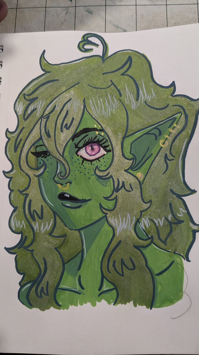 petite_panties's tweet photo. My drawing of my DND character and her boyfriend lol... I'm trying my best at these paint markers .. I think I like it. #dnd #art #newmedium #oc #eladrin https://t.co/ywjhY8ln28