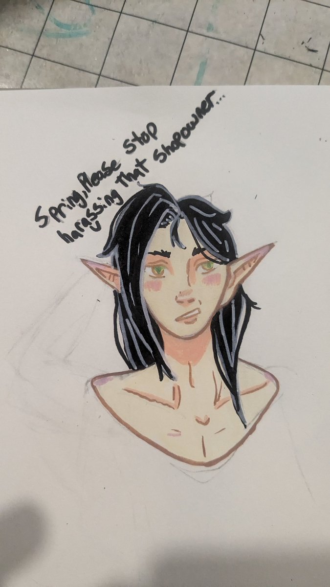 petite_panties's tweet photo. My drawing of my DND character and her boyfriend lol... I'm trying my best at these paint markers .. I think I like it. #dnd #art #newmedium #oc #eladrin https://t.co/ywjhY8ln28