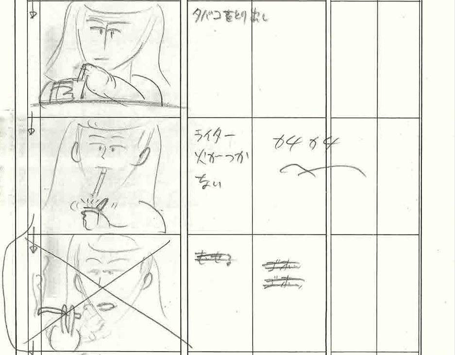 『あしたのジョー2』36話 C231です。
絵コンテは劇場制作で多忙になった出﨑監督に代わり、
助監督もされた竹内啓雄氏。 葉子の喫煙シーンはむせる場面も考えていた様ですがカットされてます。 