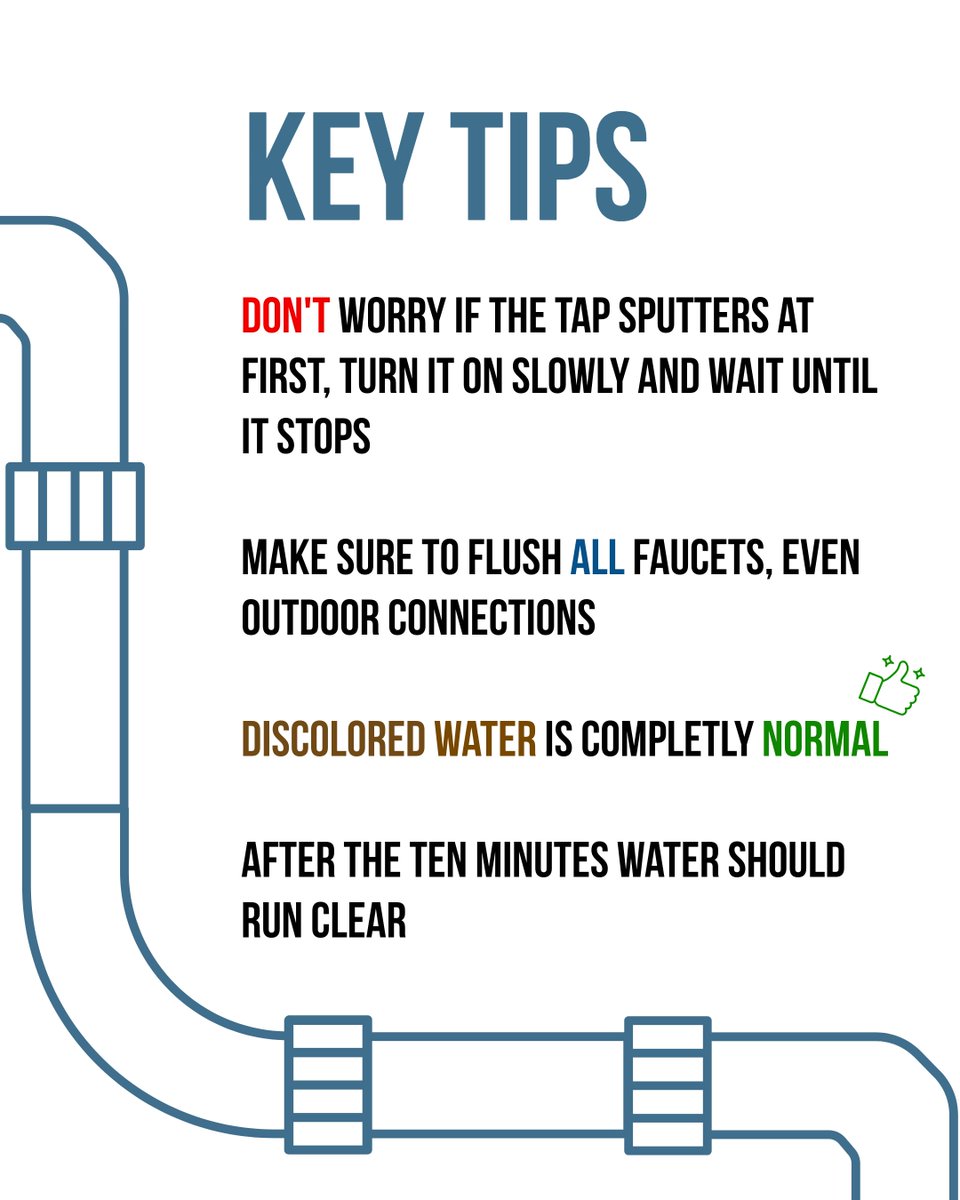 NewviewsConnect's tweet photo. The boil advisory has been lifted for the city of Richmond, Goochland, Hanover, and Henrico💧

Virginia department of health, city of Richmond advises residents to flush their pipes for a minimum of ten minutes.

Swipe to see tips on flushing pipes and other water safety tricks! https://t.co/8ruPnBV08f