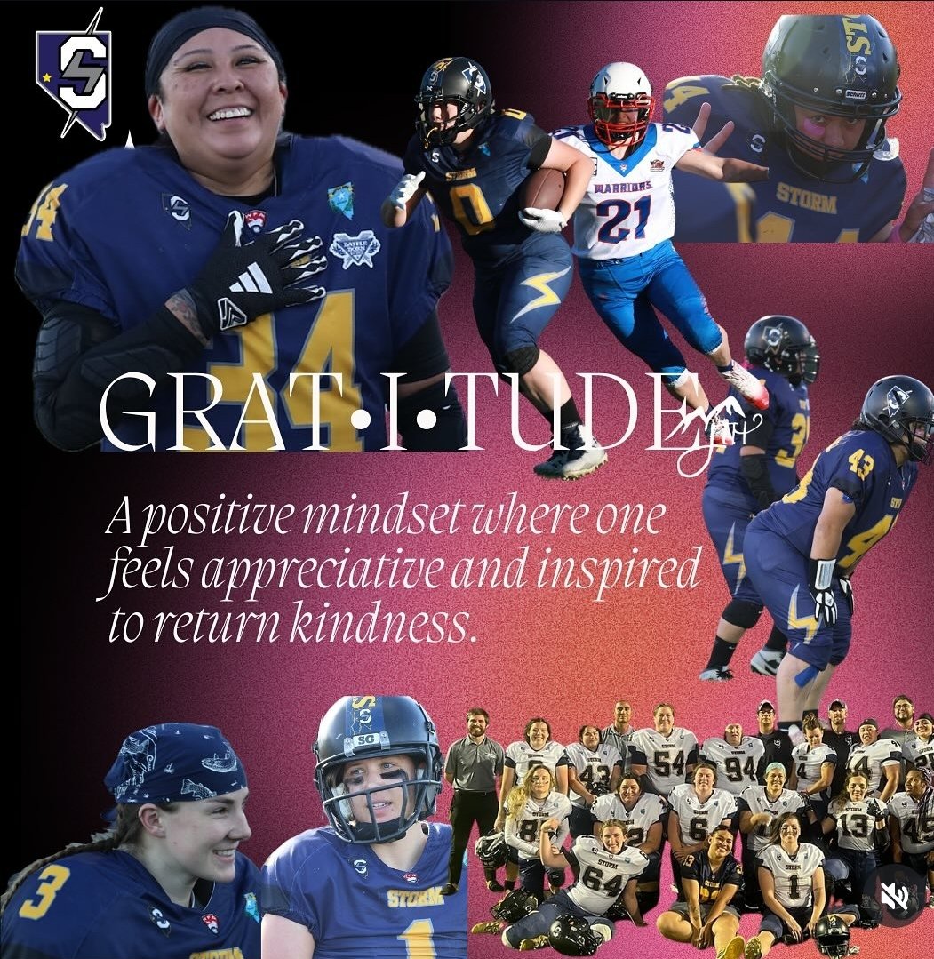For all this game, our teammates, and our fans have given and continue to give us, we are truly grateful. #nevadastorm #thanksgiving #womensfootball