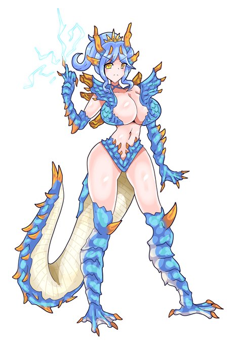 #魔物娘図鑑二次 #魔物娘図鑑 #monstergirl #monsterhunter ラギアクルスの魔物娘描いてた 