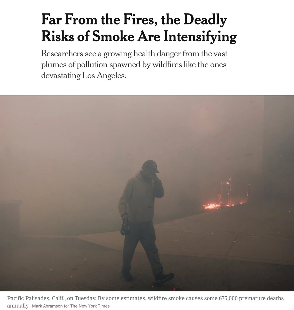 I so hope we see more #climate action now. So sad.
Los Angeles has #AirPollution at levels that could raise daily mortality by 5 to 15%, said an expert on air pollution at University of California.
That means current death counts, “while tragic, are likely large underestimates,”