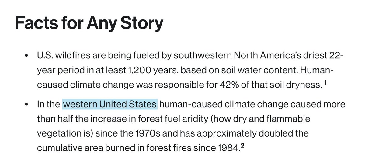 The peer-reviewed science shows that the primary factor behind the increase in wildfire extent in the western U.S. is increased aridity and fuel load due to human-caused warming. 

Via @AAAS <a href="/RealSciLine/">SciLine</a>: sciline.org/climate/climat…