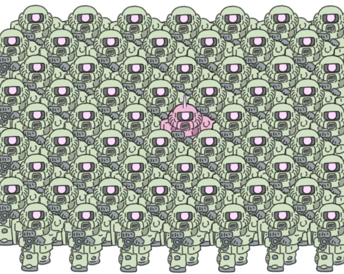 いいねの数だけザクが増えるとかやったらすっごい数のいいねが来てしまってえらい事になった絵です 