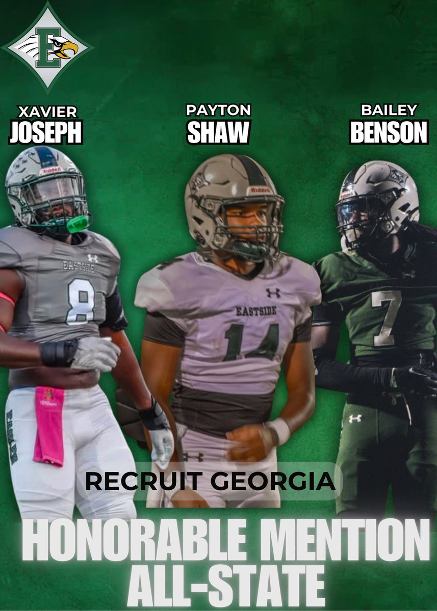 Eastside Eagles Football (@eastsidefb) on Twitter photo Congratulations to Xavier Joseph, Payton Shaw, and Bailey Benson for earning <a href="/RecruitGeorgia/">Recruit Georgia</a> Honorable Mention All-State team Honors!! Congratulations to Xavier Joseph, Payton Shaw, and Bailey Benson for earning <a href="/RecruitGeorgia/">Recruit Georgia</a> Honorable Mention All-State team Honors!!