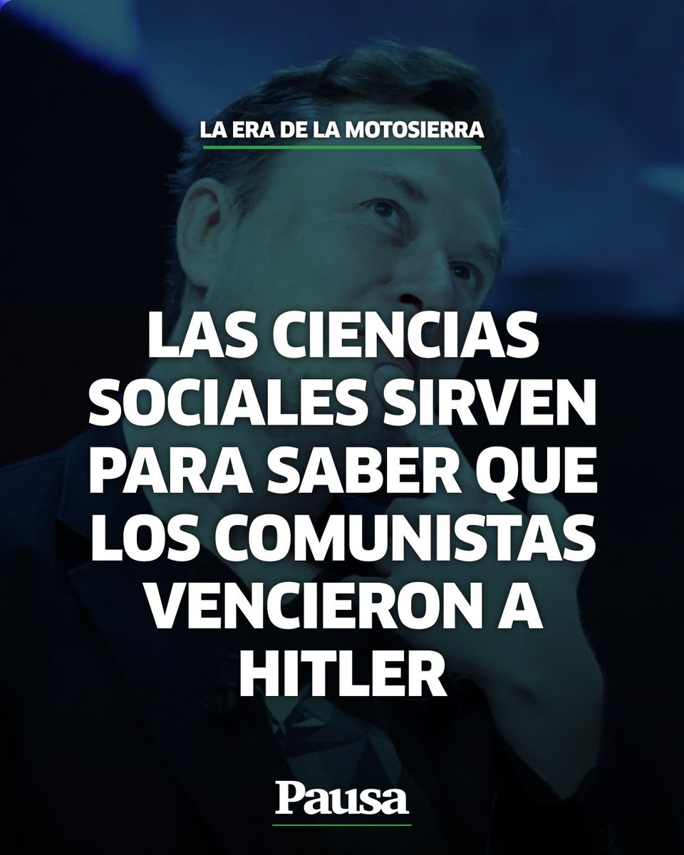 PeriodicoPausa's tweet photo. NOS TIENEN MIEDO

✂️OSCURANTISMO. El gobierno restringirá al mínimo financiamiento estatal de la ciencia y la tecnología a unas pocas áreas (agroindustria, energía y minería, economía del conocimiento y la innovación, y salud). Para el resto, como las ciencias sociales o ambientales, Ezeiza. 

☭ PARA QUÉ SIRVEN. Hace unos días, el supervillano global Elon Musk estuvo dialogando y dándole su apoyo a la líder de la ultraderecha alemana, Alice Weidel. Coincidieron en decir que “Hitler era comunista”. Para eso sirven las ciencias sociales: para recordarte que los primeros masacrados por los nazis fueron los comunistas y que los que vencieron a los nazis fueron, justamente, los comunistas, no Johnny McJohnny.
