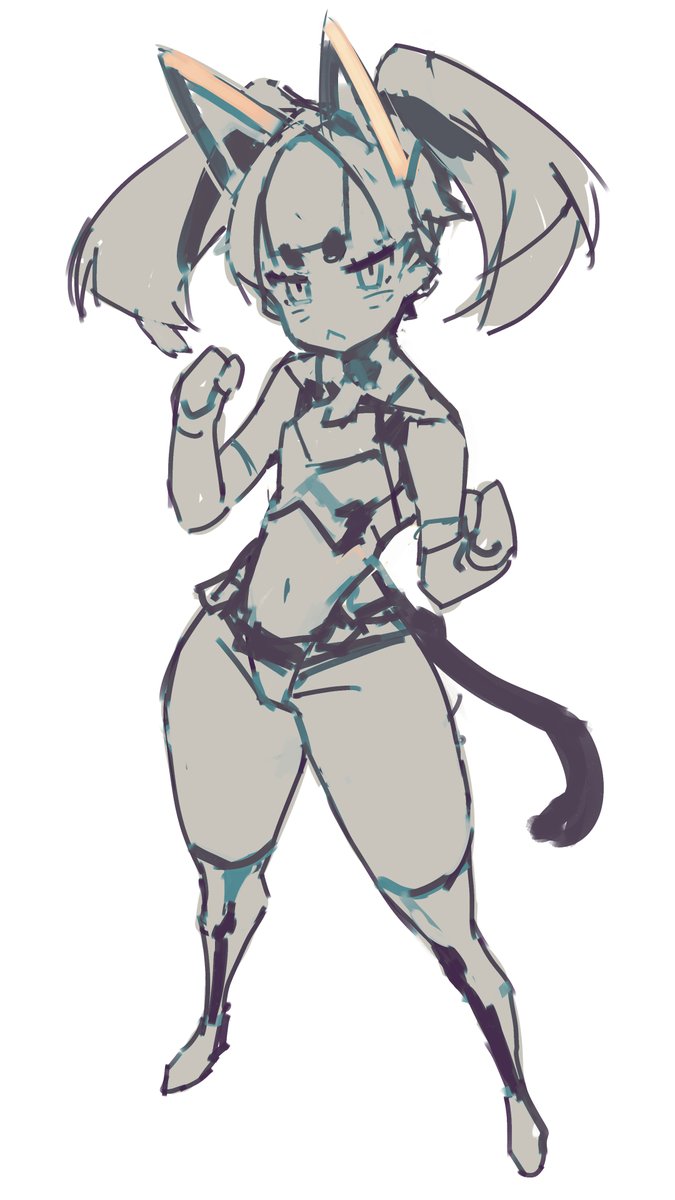 Went looking at the recent Megami Device Puni Mofu. Agh, the price. Opted myself drawing my own girl to ease the temptation of getting one.