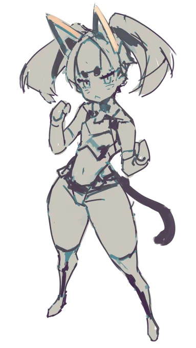 Went looking at the recent Megami Device Puni Mofu. Agh, the price. Opted myself drawing my own girl to ease the temptation of getting one. 