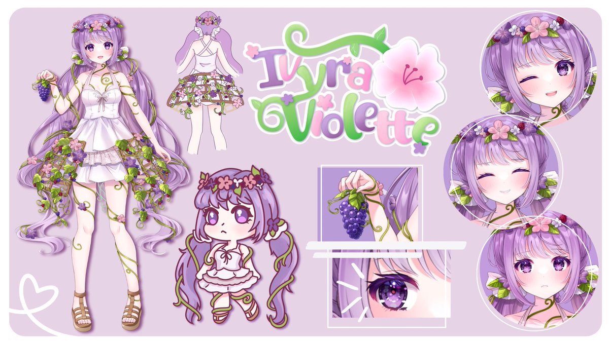 IvyraViolette's tweet photo. What’s this?! A reference sheet for a cute garden fairy?!! As well as small little announcement; hashtags!! YAY!!

I can’t wait to meet everyone during my debut 💜 It’s so close!!

Official Hashtags:
🎨 Art - #Ivyrart
🎥 General - #Liveolette https://t.co/Aeqvlioc59