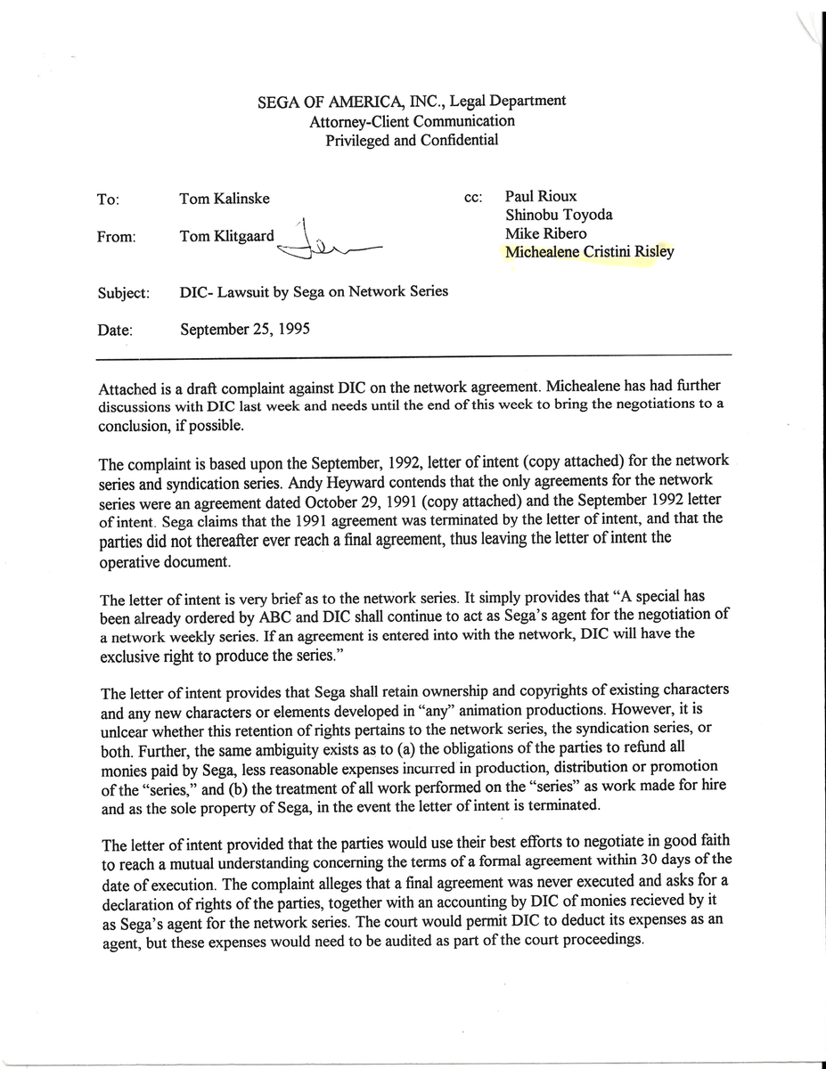 Alex_Hedgefox2's tweet photo. HUGE NEWS REGARDING THE OWNERSHIP OF CHARACTERS FROM AOSTH AND SATAM!!! (a thread)

thanks to the help of former sega of america licensor, Michaelene Risely, i have been able to get a hold of never before seen court documents between sega and dic: https://t.co/YYBaMBfHK9