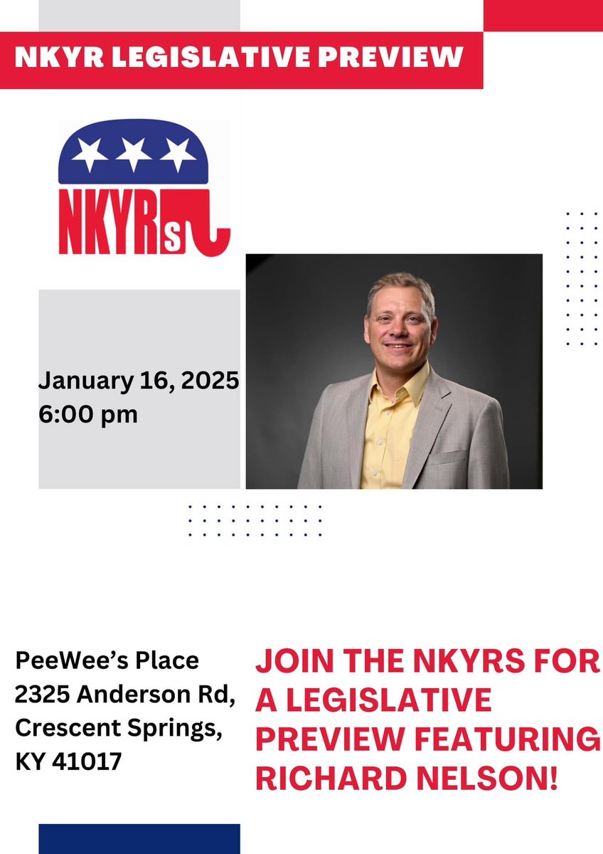 I’ll be at the Northern Kentucky Young Republicans Legislative Preview with Richard Nelson of <a href="/CPC4Kentucky/">Commonwealth Policy Center</a>!

You should be there too!