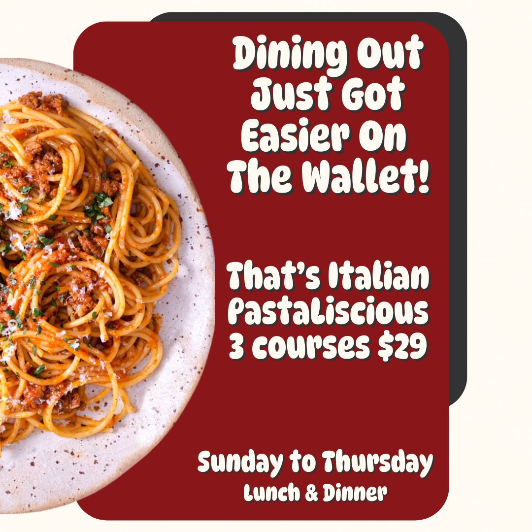 Thats_Italian's tweet photo. January doesn't have to be that miserable!  Get your fix of delicious Italian food at That's Italian Ristorante. Three courses for just $29! Grab your friends and family and make a reservation before this amazing deal disappears. https://t.co/6g8gCEjztV Buon appetito! 🍝🍷 https://t.co/o9d2EtPQ3d