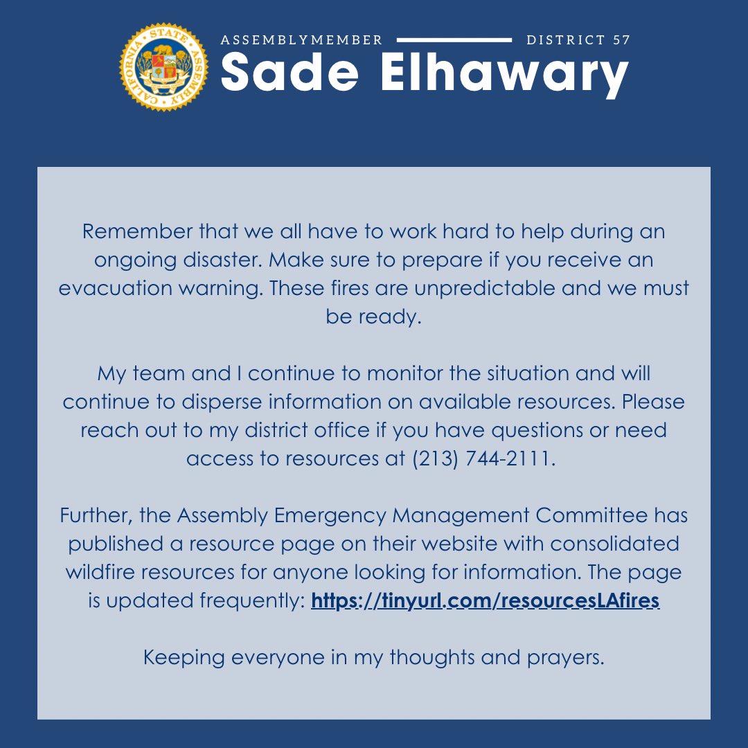 We have to come together, we have to support one another, and we have to uplift everyone in this moment. #Wildfires2025 #LAStrong #Solidarity