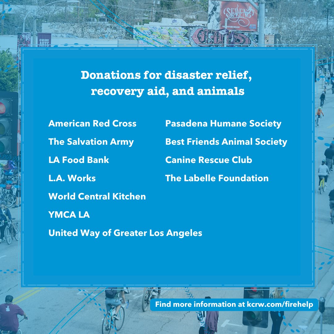 CicLAvia's tweet image. Our hearts are with our cherished communities and all those impacted by the fires. 

Visit KCRW.com/firehelp for @kcrw fire resources

#lastrong #firehelp #volunteer #socal #losangeles #lafires #volunteerlafires