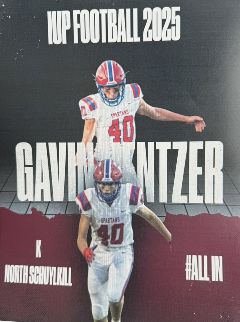 Gavin Mentzer (@gmentzer_40) on Twitter photo After a great visit and great conversations with <a href="/Paul_Tortorella/">Paul Tortorella</a> and <a href="/BrettBrice6/">Brett Brice</a>, I’m blessed and honored to say I received a scholarship offer from <a href="/IUPfootball/">IUP Football</a>! <a href="/coachhall_/">Walter Hall</a> <a href="/KickItJZ/">Kick It®</a> <a href="/KohlsKicking/">Kohl's Kicking Camps</a> <a href="/CoachT_Bradley/">Tyler Bradley</a> After a great visit and great conversations with <a href="/Paul_Tortorella/">Paul Tortorella</a> and <a href="/BrettBrice6/">Brett Brice</a>, I’m blessed and honored to say I received a scholarship offer from <a href="/IUPfootball/">IUP Football</a>! <a href="/coachhall_/">Walter Hall</a> <a href="/KickItJZ/">Kick It®</a> <a href="/KohlsKicking/">Kohl's Kicking Camps</a> <a href="/CoachT_Bradley/">Tyler Bradley</a>