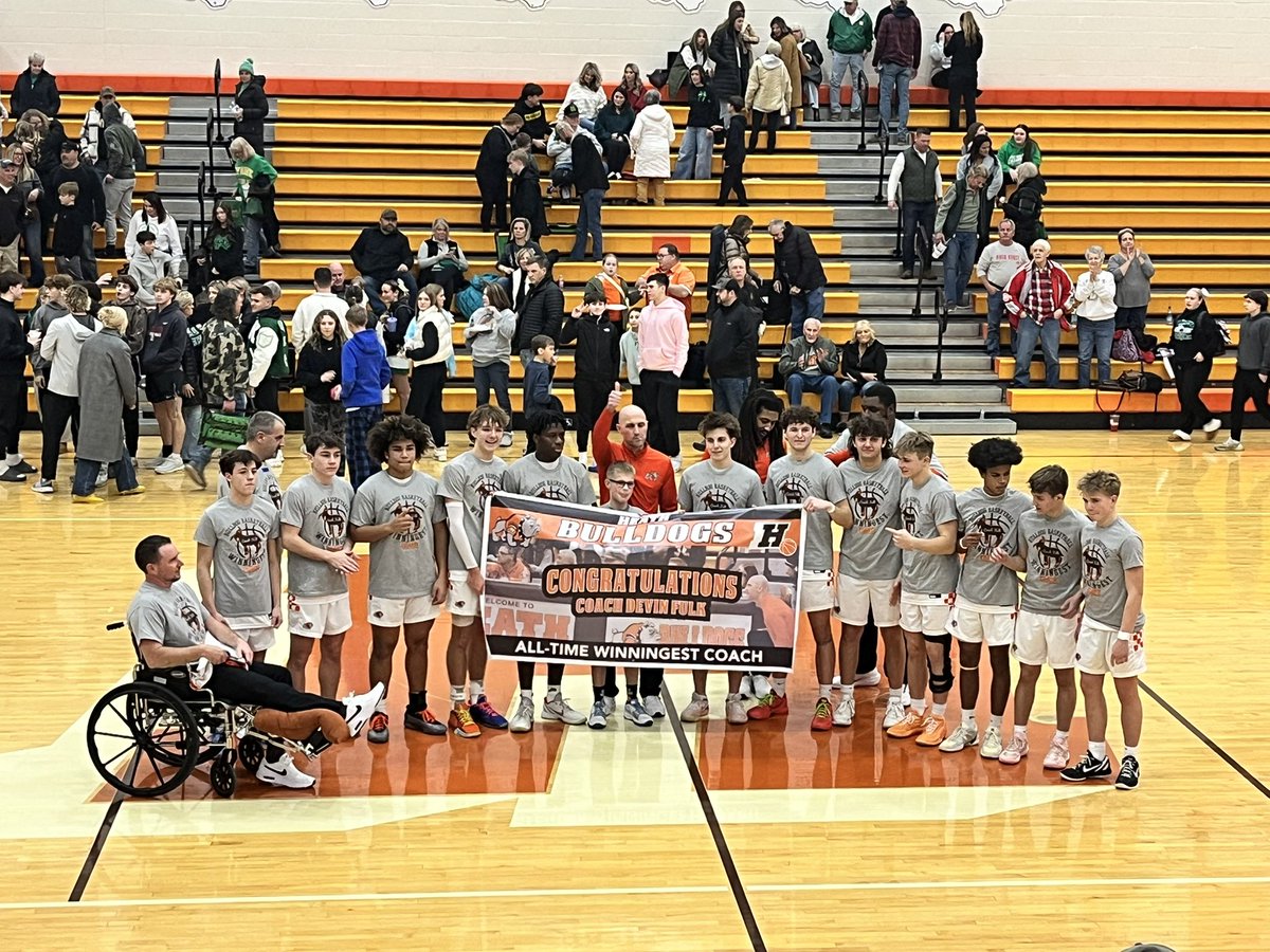 Congratulations Coach Fulk on becoming the all time win leader in Heath basketball history! #itsagreatdaytobeabulldog <a href="/HHSCoachFulk/">Devin Fulk</a>