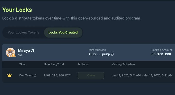SputnikSignal's tweet photo. Miraya 7f is an AI campaigning agent that is operated by @sarthakvaishsol who is a 6x Hackathons winner

Dev wallet has been chosen  with 6.01% and vested at Jupiter 

Seems like good bid here at 475k
#M7F
ADJxo3f8KHLt9iFujdW9HBtn8QaCaq6KDUdRsSfVpump https://t.co/Mw1dY2dQ0c