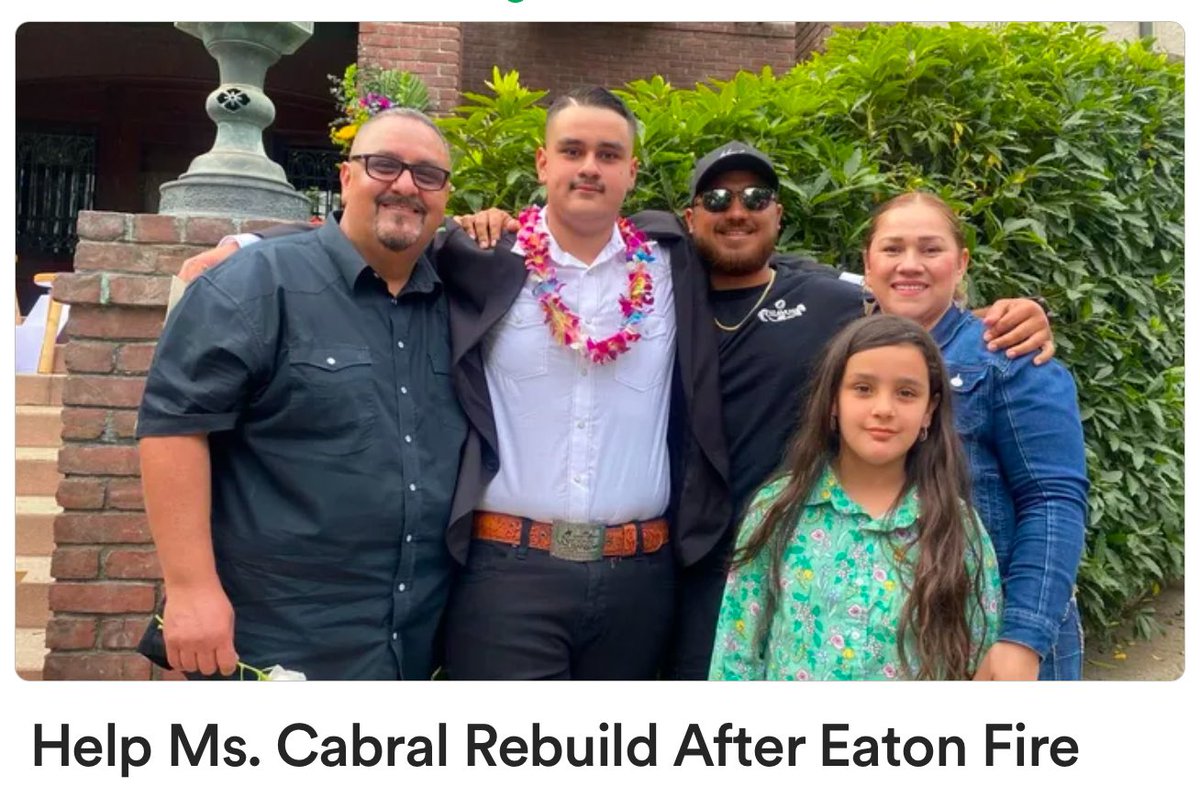 yashar's tweet photo. Ms. Cabral is the preschool teacher of one of my good friend's kids.

She is one of the many people who aren't wealthy who have been impacted by these fires.

She lost her home in Altadena.

If you’re interested in helping her and her family, click here: https://t.co/xBPpgS6fmq https://t.co/1o7DSWvhYb