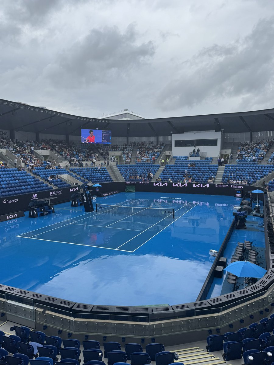 TravelByTy's tweet photo. Rain delays at the Australian Open 🎾 https://t.co/DaClTpXgXq