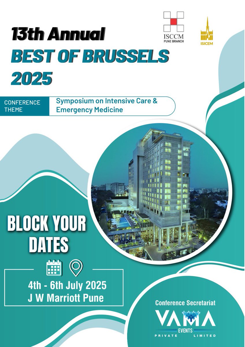 Dear Friends,
On behalf of ISCCM Pune Branch, we are pleased to invite you for the 13th Annual "BEST OF BRUSSELS" (BOB) Symposium to be held on 4 th till 6 th of July 2025.
#TEAMBOB2025