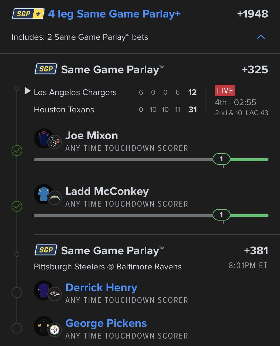 If Derrick Henry and George Pickens score a Touchdown I will giveaway $1,000 USD to someone that retweets &amp; likes this post!

Mixon and McConkey came through… need Henry and Pickens for $50,000 🤑