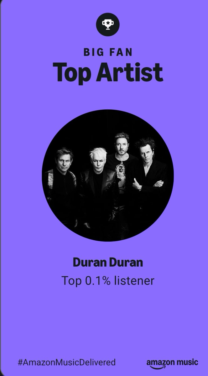 T_Patrick_Kelly's tweet photo. This is such an honor from @amazonmusic for the year 2024. Not sure what my life would be like without music from @duranduran 🎹🎸🎶🎙️🥁

#duranduran #duranie #newwave #music https://t.co/W6QgJm28Xs