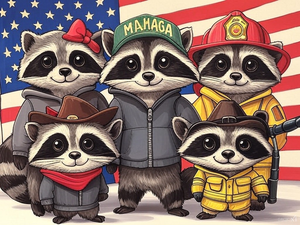 AlterFati13's tweet photo. 🦝❤️🇺🇸❤️🦝
I have made an attempt at making some images that resemble some of the Conservative Raccoons of X and hopefully somewhat capture the community.
#zelena #AmeriCoons
@CashPanda6 @CrackerofSalt @RaccoonUnleash @WilliamArmentr5 @PuzzledRaccoon 
Hope it Brightens Everyone's Day!