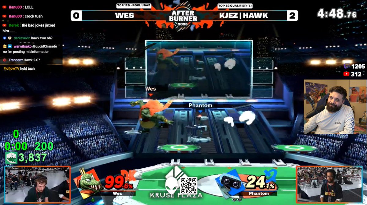 LiquidHbox's tweet photo. shoot, it appears Wes the K Rool is currently losing to Hawk 2-0, we'll have to see how the rest the set plays out https://t.co/fACcU8wZca