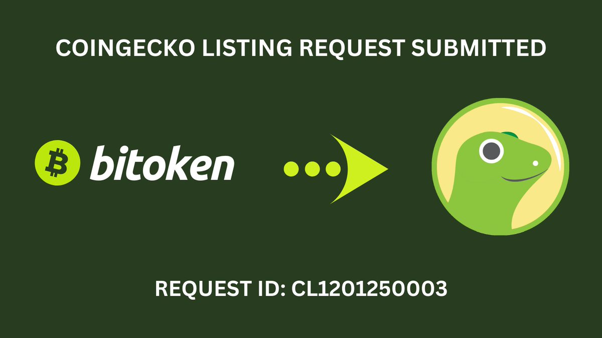 🚨 #Bitoken has submitted a request to be listed on #CoinGecko. Our request ID is CL1201250003.