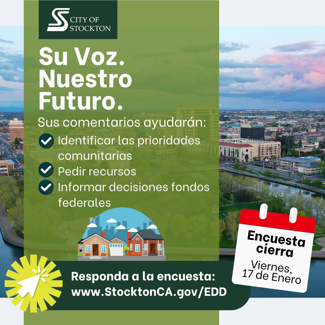Help shape Stockton’s future! Your feedback on the five-year plan matters—guide how funds for housing, community development, and economic growth are used. Survey ends soon—make a difference now.

bit.ly/4gD9qwo 

#YourVoiceOurFuture #ShapeStockton