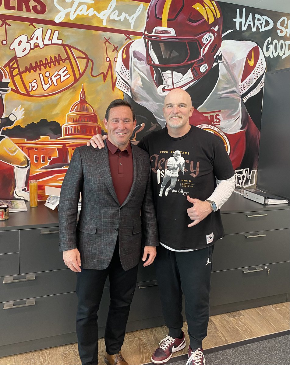 JonGordon11's tweet photo. Thankful Dan Quinn and Dylan Thompson invited me to speak to the @Commanders today before they flew to Tampa for their game Sunday. 

I’ve had the chance to speak to a bunch of teams over the years and a number of my favorite players and coaches I’ve met are all on this team together. 

Many talk about brotherhood but DQ has created a real brotherhood of the right guys who believe and compete together.