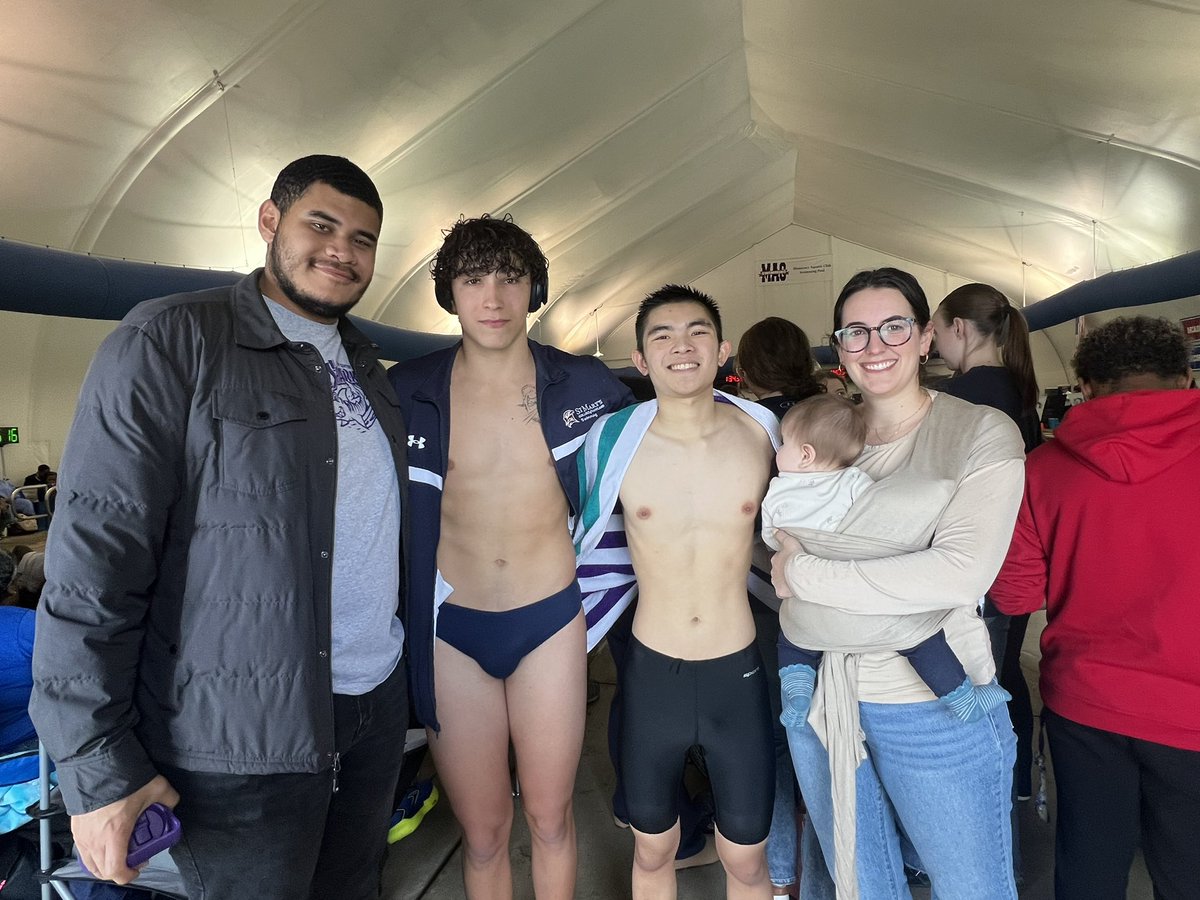 Our meet might’ve been cancelled, but we did get see some swimming today. We were so happy to be able to watch our former swimmers, Thomas and Nick, compete for St Mary’s today. So proud of these two!