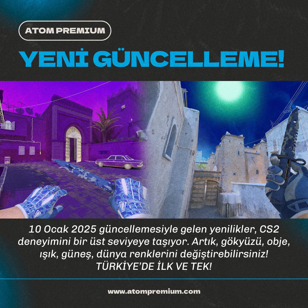 📣 10 Ocak 2025 güncellemesiyle CS2 deneyimi yükseliyor! Hile yazılımımıza eklenen Modülasyon özellikleriyle dünya, güneş ve gökyüzü renklerini değiştirin, oyun deneyiminizi kişiselleştirin. Atom Premium ailesine katılın ve bu eşsiz özelliklerin keyfini çıkarın!

#cs2 #cs2hile