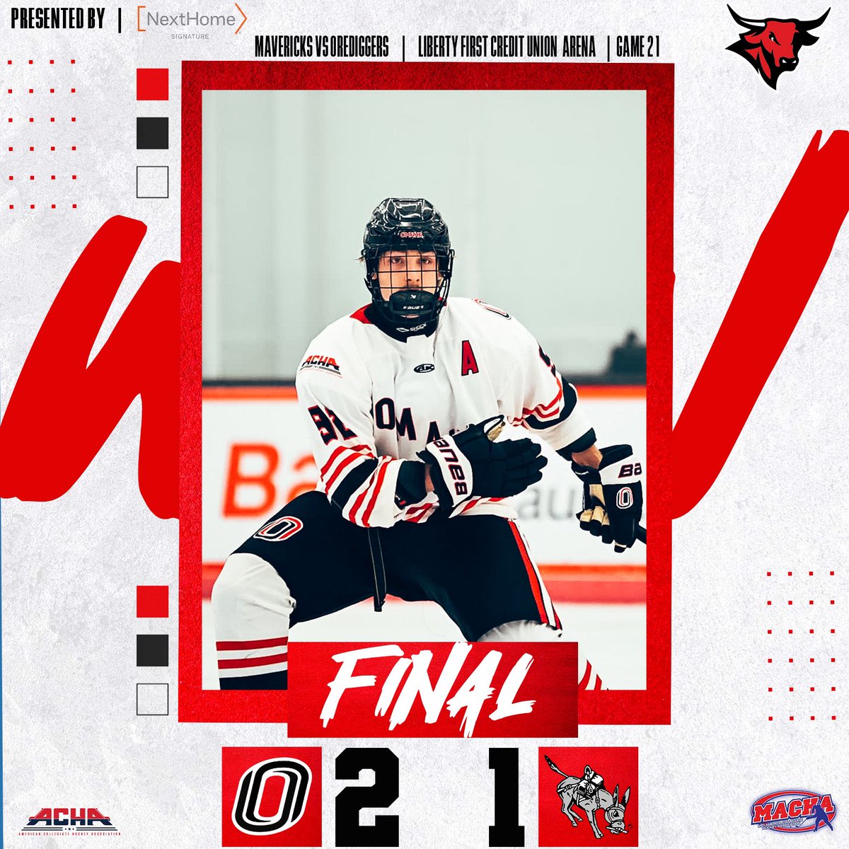 UNOACHAHOCKEY's tweet photo. Ringing in the new year with a dub 

The Mavs open up 2025 by taking down #9 Colorado School of Mines. We are back tomorrow morning for an early Sunday matinee and more hockey! See you soon. https://t.co/PjK8G6UJe9