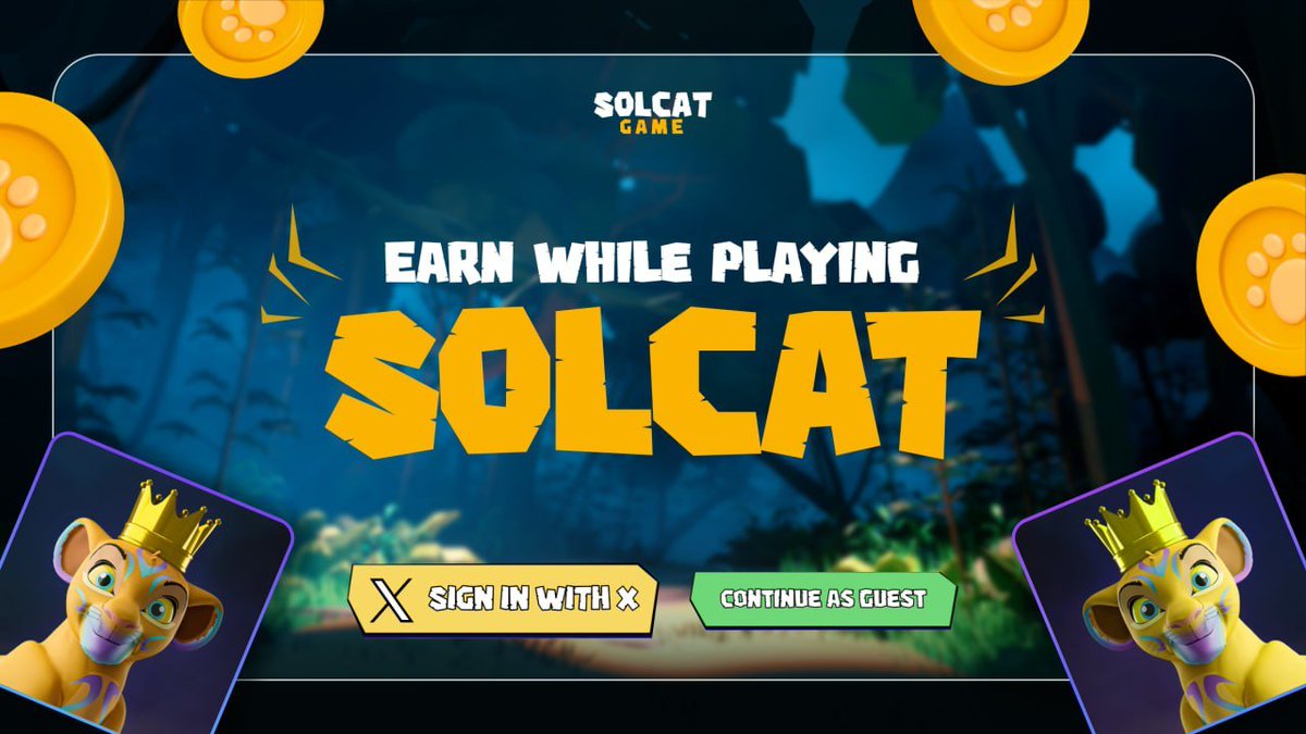 🎮 Earn while you play! 

Compete for the highest scores in our game and win exciting $SOLCAT and other tokens. 

Gaming just got more rewarding! We are more than just a memecoin.