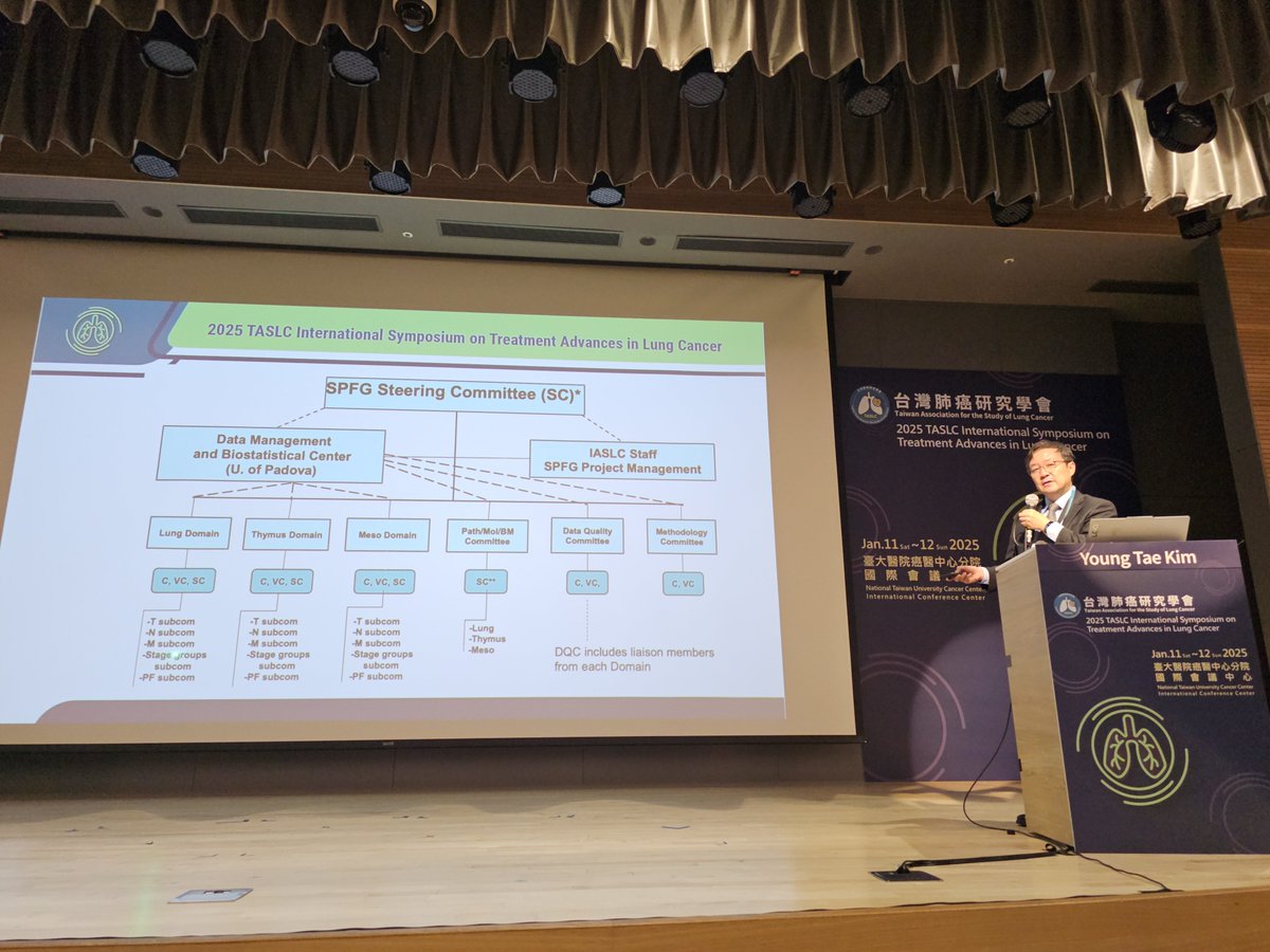 HHorinouchi's tweet photo. 🫁Taiwan🇹🇼Association for the Study of Lung Cancer
🎯@IASLC Lung Cancer Staging update and future perspective
🎙Dr. Young Tae Kim, Chair, Lung Domain of SPFG (Staging and Prognostic Factors Group)
#LCSM @OncoAlert #TASLC25 #TNM #SPFG https://t.co/OZqB9uKi73