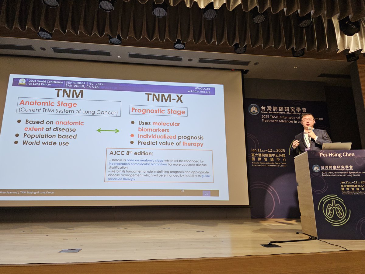 HHorinouchi's tweet photo. 🫁Taiwan🇹🇼Association for the Study of Lung Cancer
🎯Case presentation: Lung Cancer Staging
🎙Dr. Pei-Hsing Chen
#LCSM @OncoAlert #TASLC25 #TNM https://t.co/aVKvq9xdBt