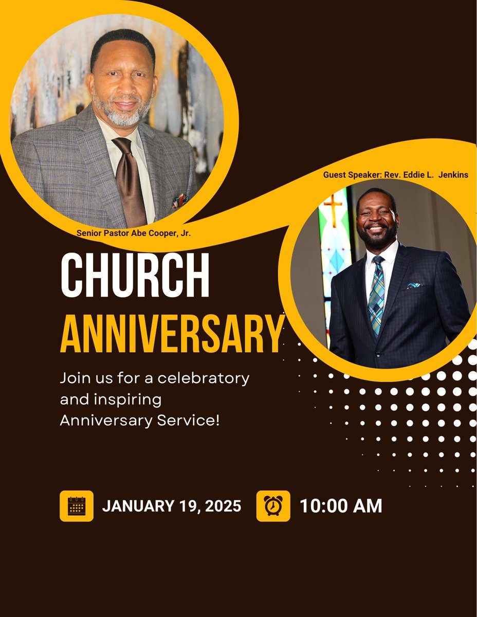 Join us next weekend for Elijah Fellowship Community Church’s Anniversary celebration ! Anniversary Gala on Saturday, January 18th from 4pm-6pm.
 Anniversay Sunday Service on January 19th at 10am Guest Speaker, Rev. Eddie L. Jenkins, Sr.  Pastor of Good Street Baptist Church.