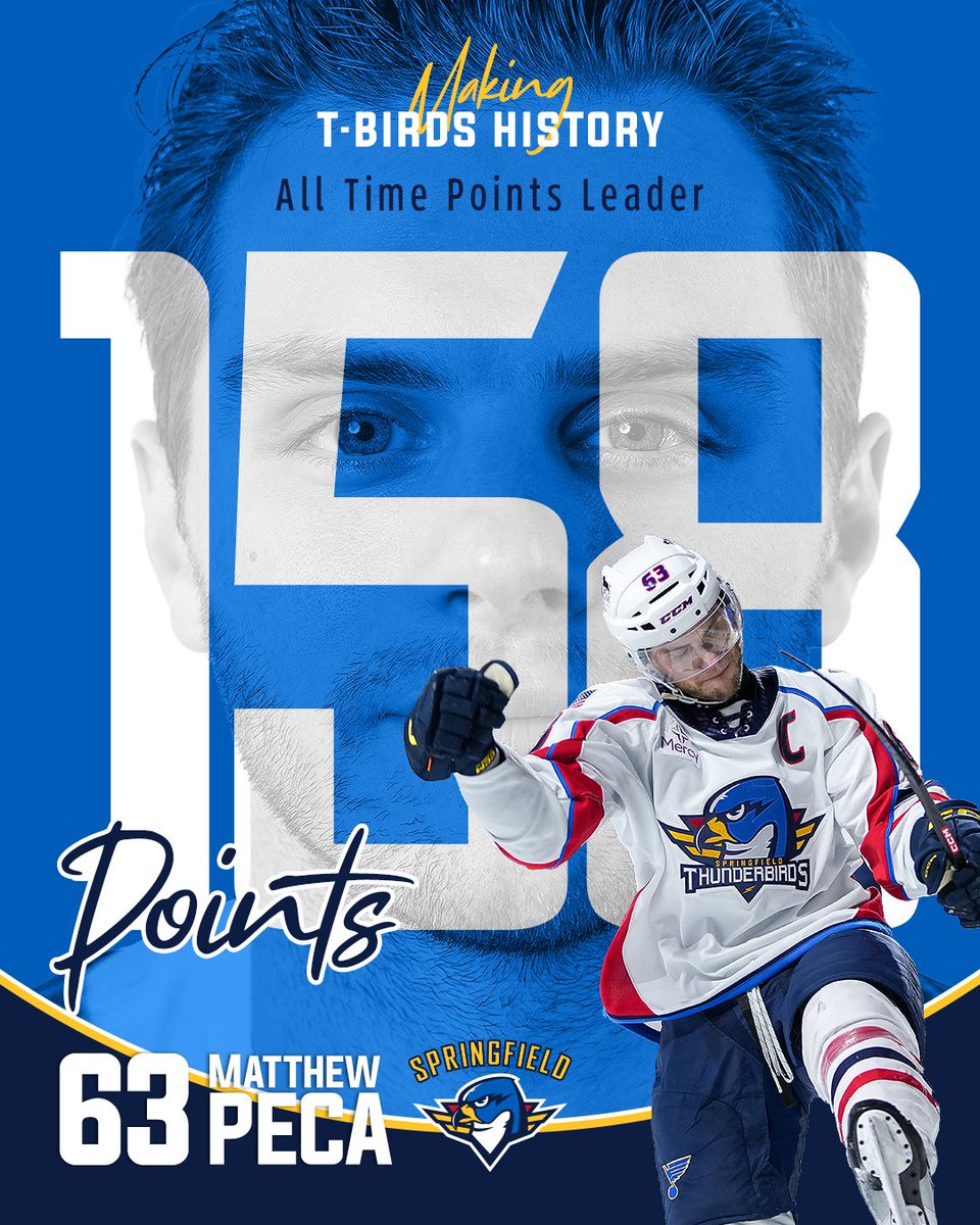 ThunderbirdsAHL's tweet image. 158 POINTS IN A T-BIRDS SWEATER!

THAT'S OUR NEW ALL TIME T-BIRDS POINTS LEADER, CAPTAIN MATTHEW PECA 🏆