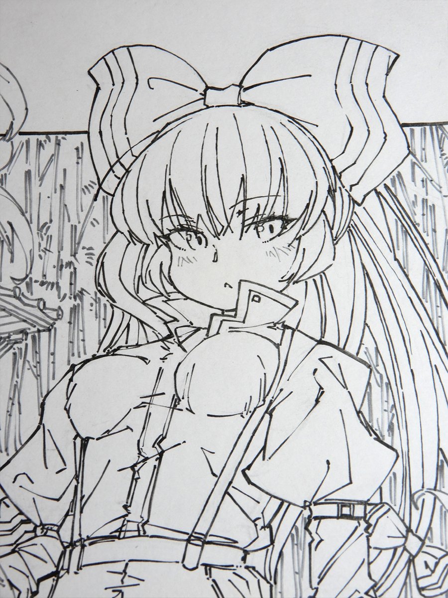線画。二次創作に慣れていないのですが、思ったよりもスムーズに描けました。 