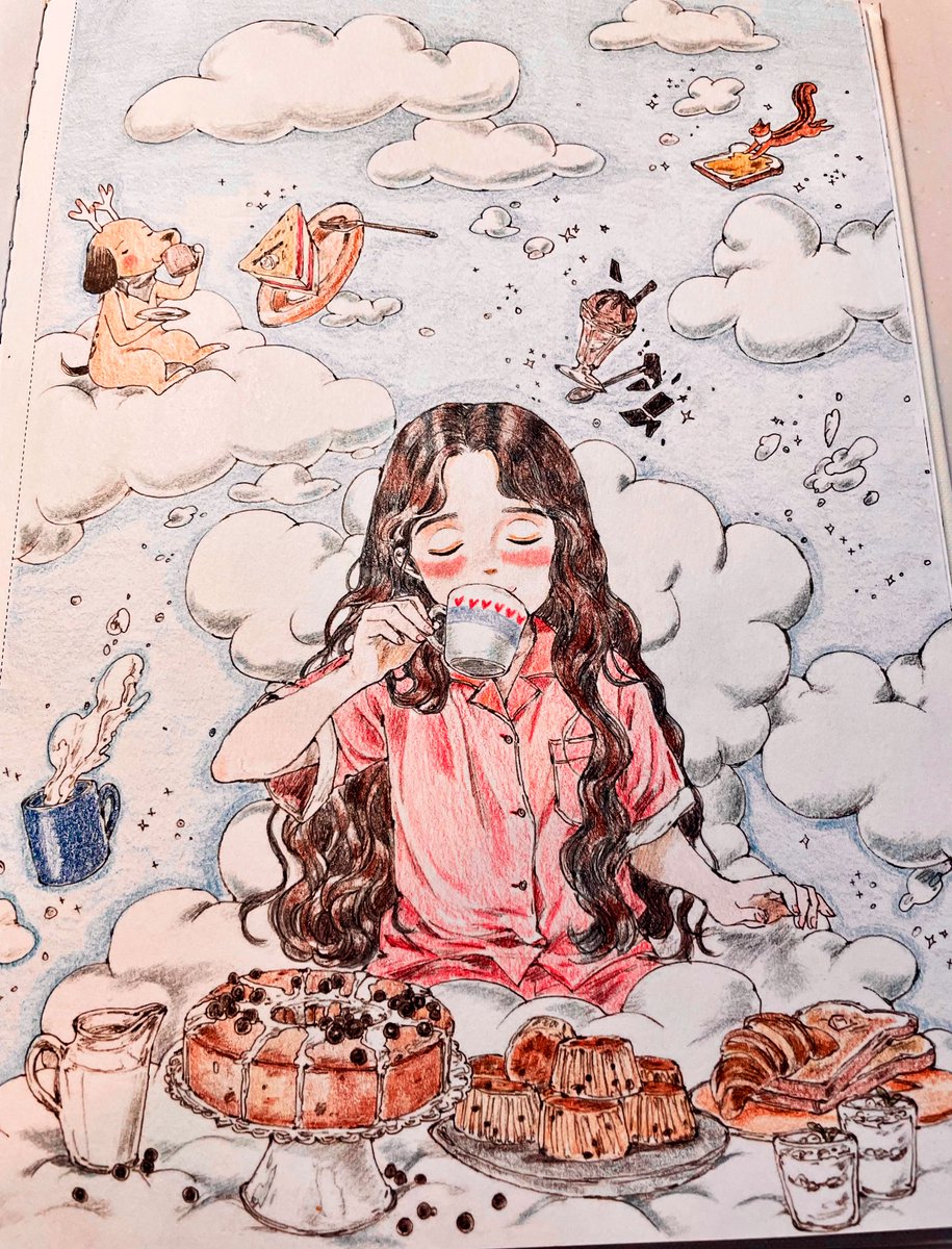 yuko7571's tweet photo. 「雲の上のティータイム🫖」
今日がお仕事の人もそうでない人も良い日曜日をお過ごし下さいね🤍
#エポル
#エポルの森の少女カラーリングブック
#コロリアージュ
#大人の塗り絵
#色鉛筆
#aeppol https://t.co/Aim5uuwqF8
