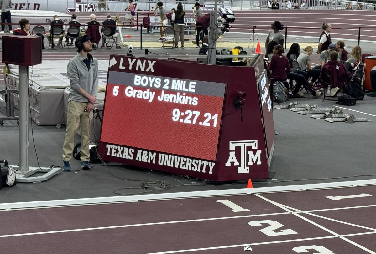 Grady Jenkins (@gradyajenkins) on Twitter photo Ran my season opener at the Texas A&M High School Indoor Championships. Clocked a new PB in the 2 Mile race with a time of 9:27. Still work to be done, looking forward to the next meet. <a href="/aggietfxc/">Texas A&M Track & Field/Cross Country</a> <a href="/TXMileSplit/">Texas MileSplit</a> <a href="/FloTrack/">FloTrack</a> <a href="/MISD_Athletics/">Midlothian ISD Athletics</a> Ran my season opener at the Texas A&M High School Indoor Championships. Clocked a new PB in the 2 Mile race with a time of 9:27. Still work to be done, looking forward to the next meet. <a href="/aggietfxc/">Texas A&M Track & Field/Cross Country</a> <a href="/TXMileSplit/">Texas MileSplit</a> <a href="/FloTrack/">FloTrack</a> <a href="/MISD_Athletics/">Midlothian ISD Athletics</a>