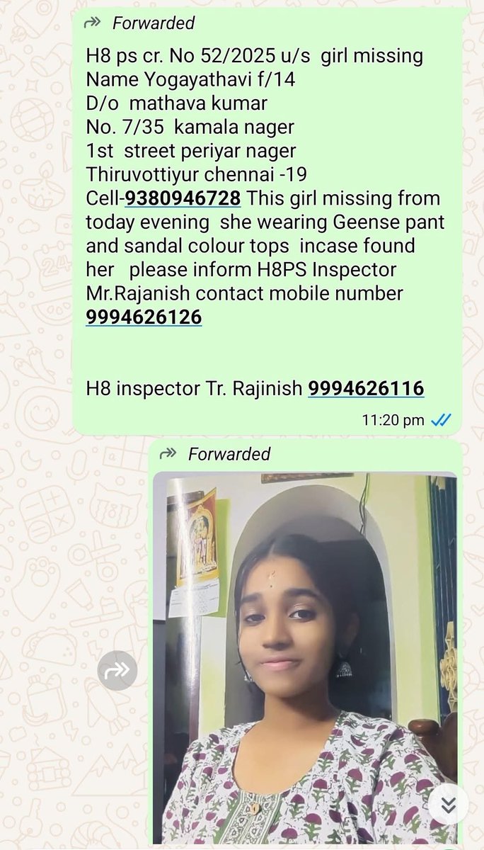 Indumakalktchi's tweet photo. She is found, from Madurai.

Initial reports claim it was due to a fight in the house.

Great police work, @chennaipolice_ well done https://t.co/X42SYpGhVZ