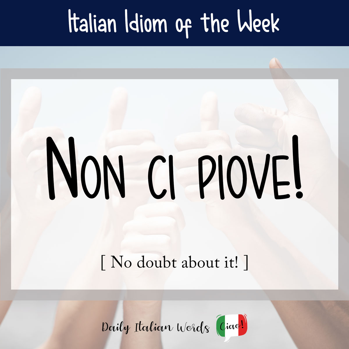 Italianschoolsg's tweet photo. Italian Idiom: Non ci piove! (No doubt about it!) https://t.co/lW8xWlHV8S #ItalianIdiomoftheWeek #piovere https://t.co/smPZFH1l0c