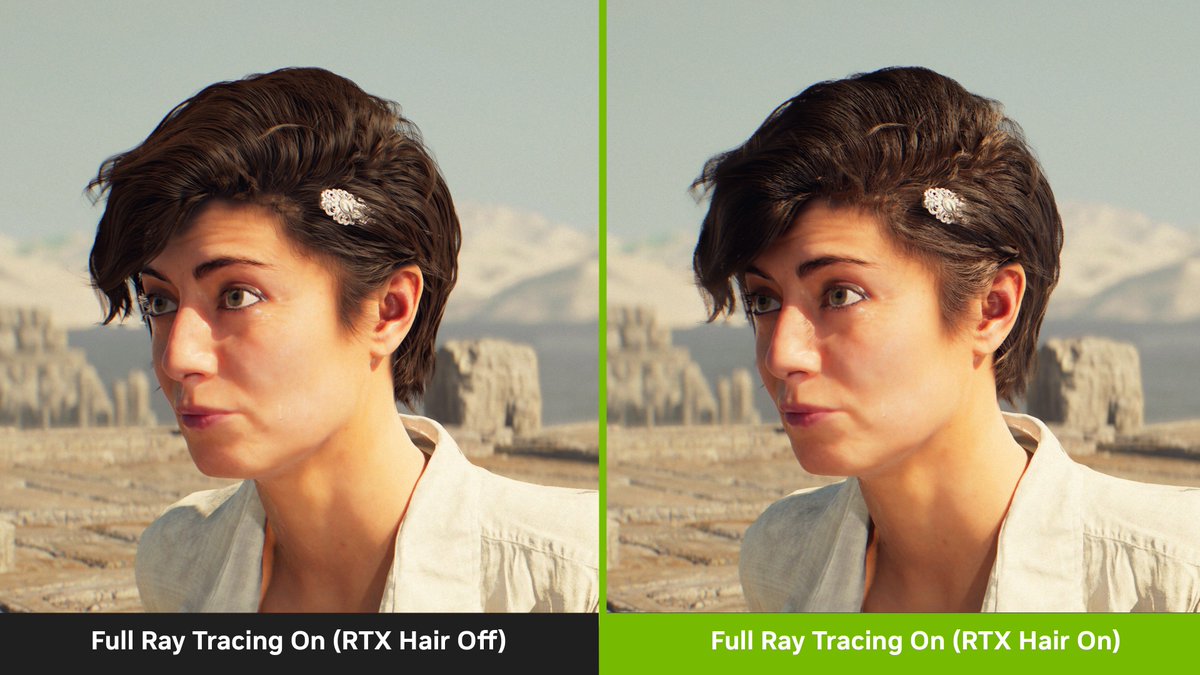 GeForce_JacobF's tweet photo. RTX Hair coming in a future update to Indiana Jones and the Great Circle. It uses Linear-Swept Spheres for improved performance, better image quality and lower VRAM usage. 👍 https://t.co/B4qExD0Ivc