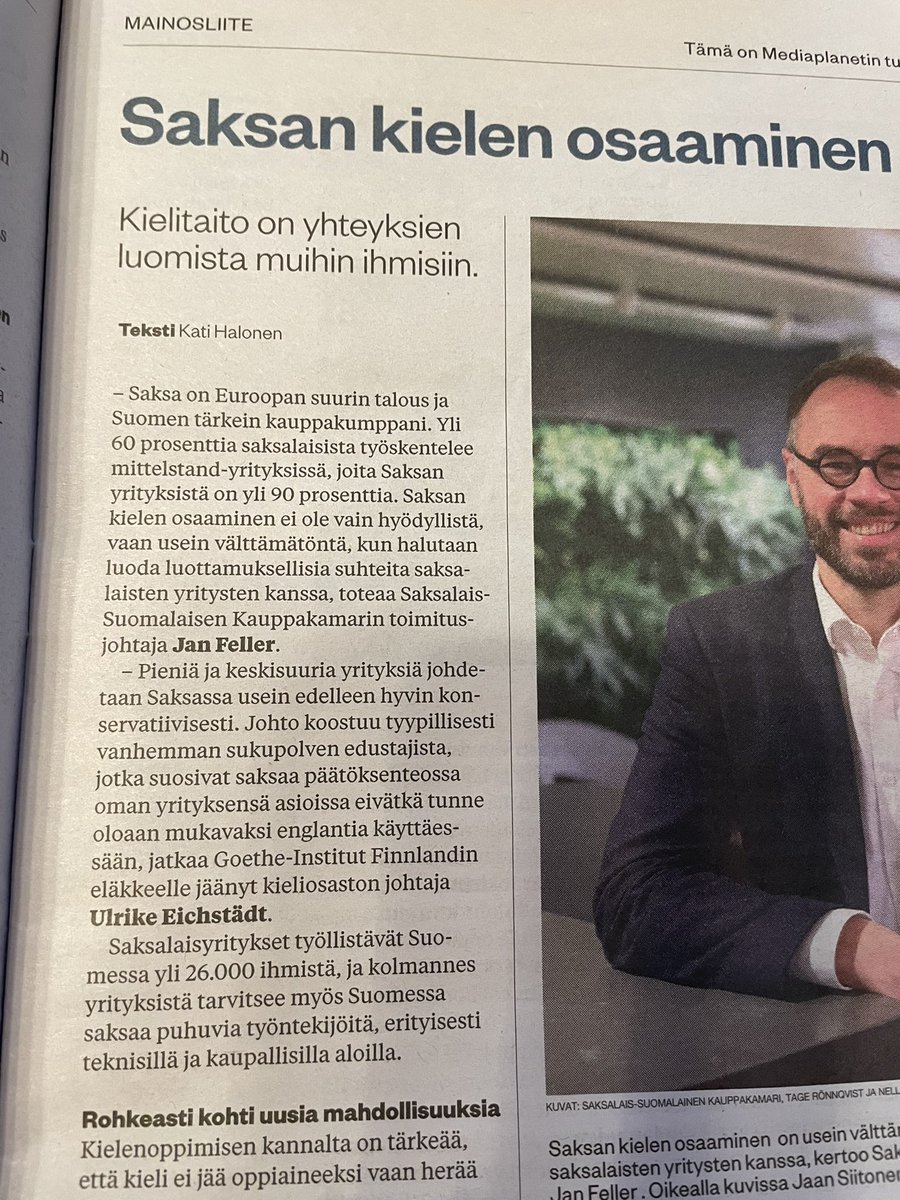 HS:n Koulutus-liitteestä: saksan kielen osaaminen avaa oven menestykseen