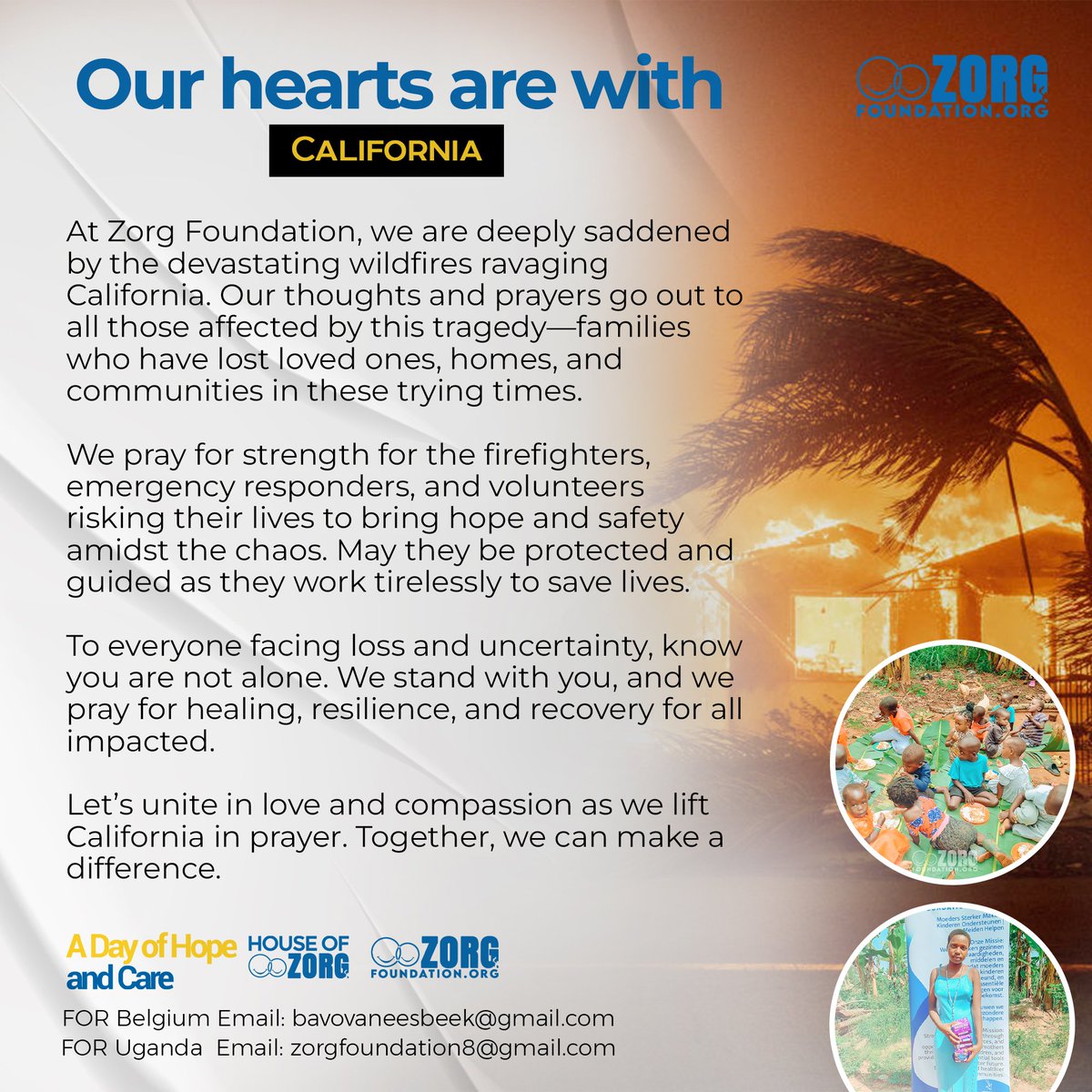 ZorgFoundation's tweet photo. ๐ Sending Prayers to California ๐
Our hearts go out to everyone affected by the devastating wildfires in California. We pray for strength, safety, and healing for families, responders, and communities during this difficult time.
#ZorgFoundation #PrayersForCalifornia #StayStrong https://t.co/MLdjTgLRjr