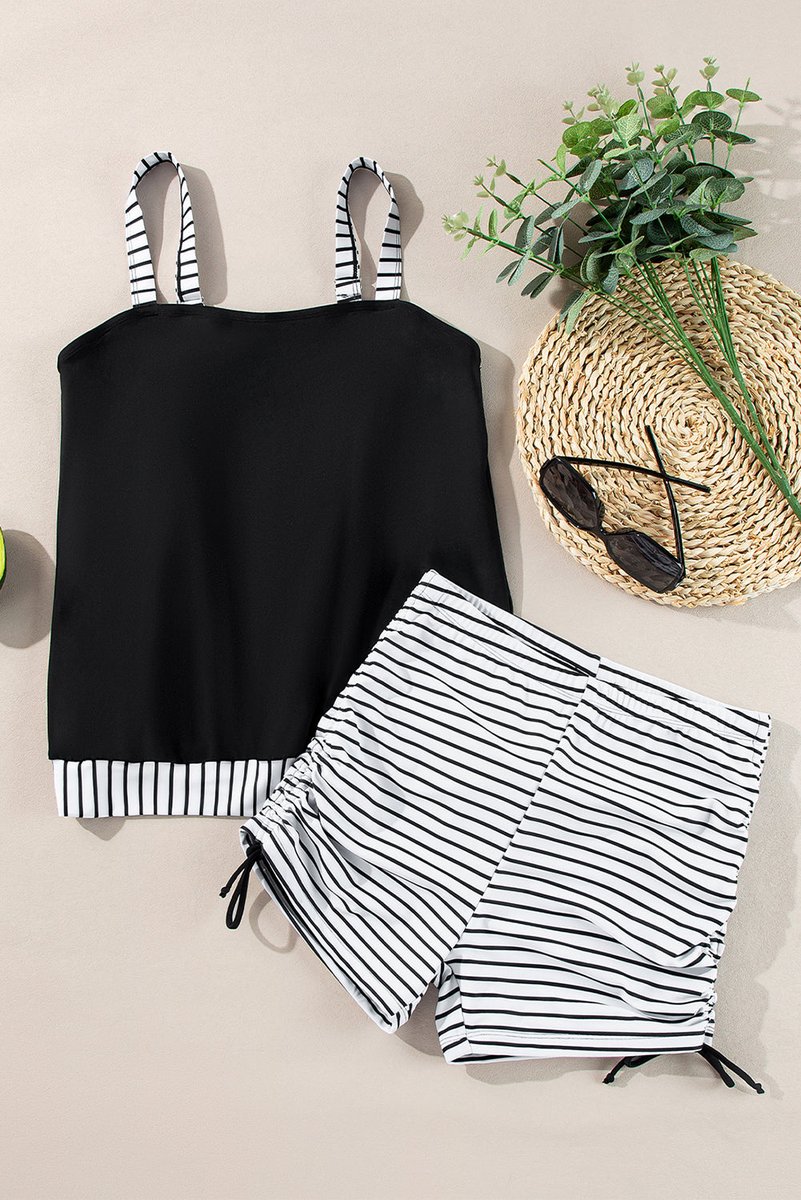 FashionfitzX's tweet photo. - Monochrome Striped Tankini Set  
- Fashionfitz 
- #All In Stock #Occasion Vacation #Season Summer #Style Casual #Swimwear #Tankinis https://t.co/o6n1UTWByo